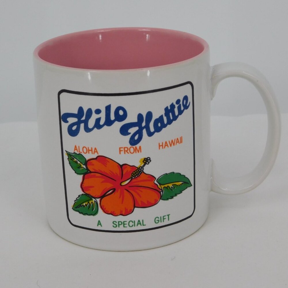Hilo Hattie Aloha from Hawaii 12oz Souvenir Coffee Mug Hawaiian Island Map